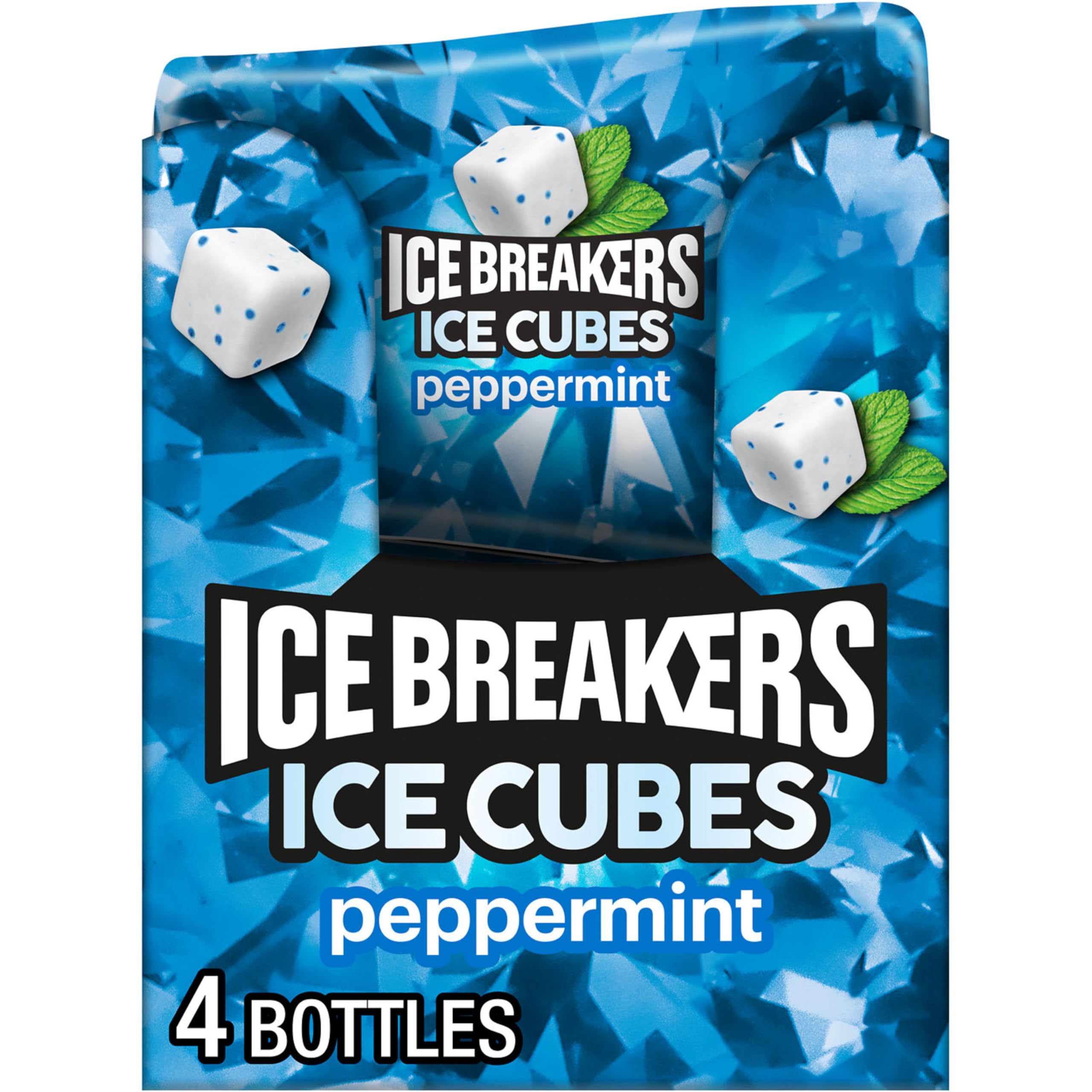 ICE BREAKERS ICE CUBES Chewing Gum, Sugar Free Peppermint, 40 pieces (Pack of 4)