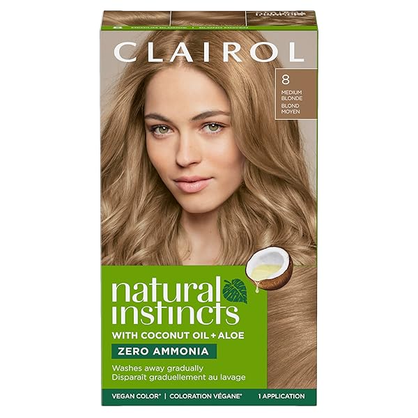 CLAIROL NATURAL INSTINCTS DEMI-PERMANENT HAIR DYE, 8 MEDIUM BLONDE HAIR COLOR, PACK OF 1