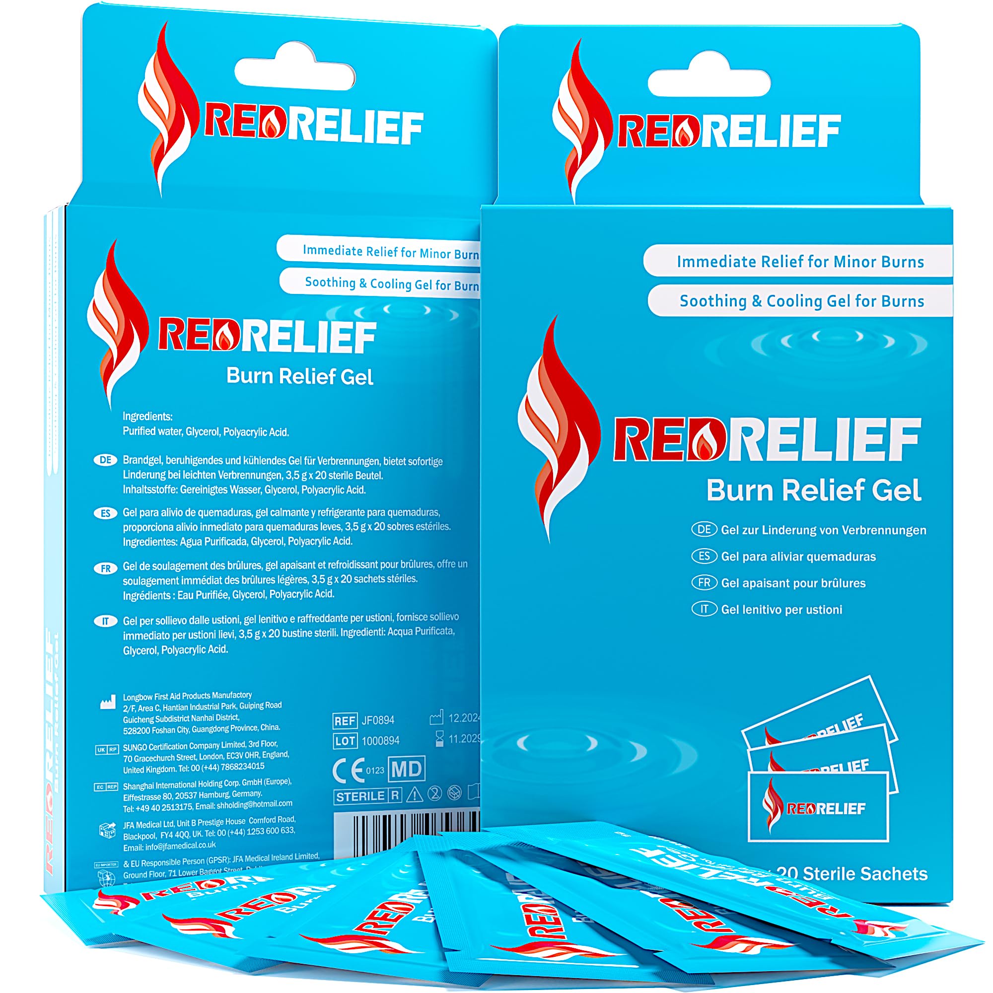 RedRelief Burn Gel Sachets 3.5g - Pack of 20