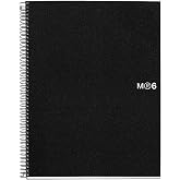 Miquel Rius M Original 6 Subject Notebook, Lined A4-11.7" x 8.27", 150 Sheets Heavyweight Paper, Subjects Separated by color, 4 Hole Punched, Micro-Perforated, Black Polypropylene Cover