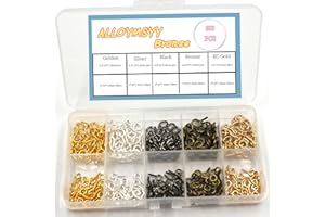 ALLOYMSYY 300PC 0.39 inch and 0.51 inch in Mixed Mini Hook Eye Hook Screws DIY Handmade Pendant Jewelry Making Eye Needle