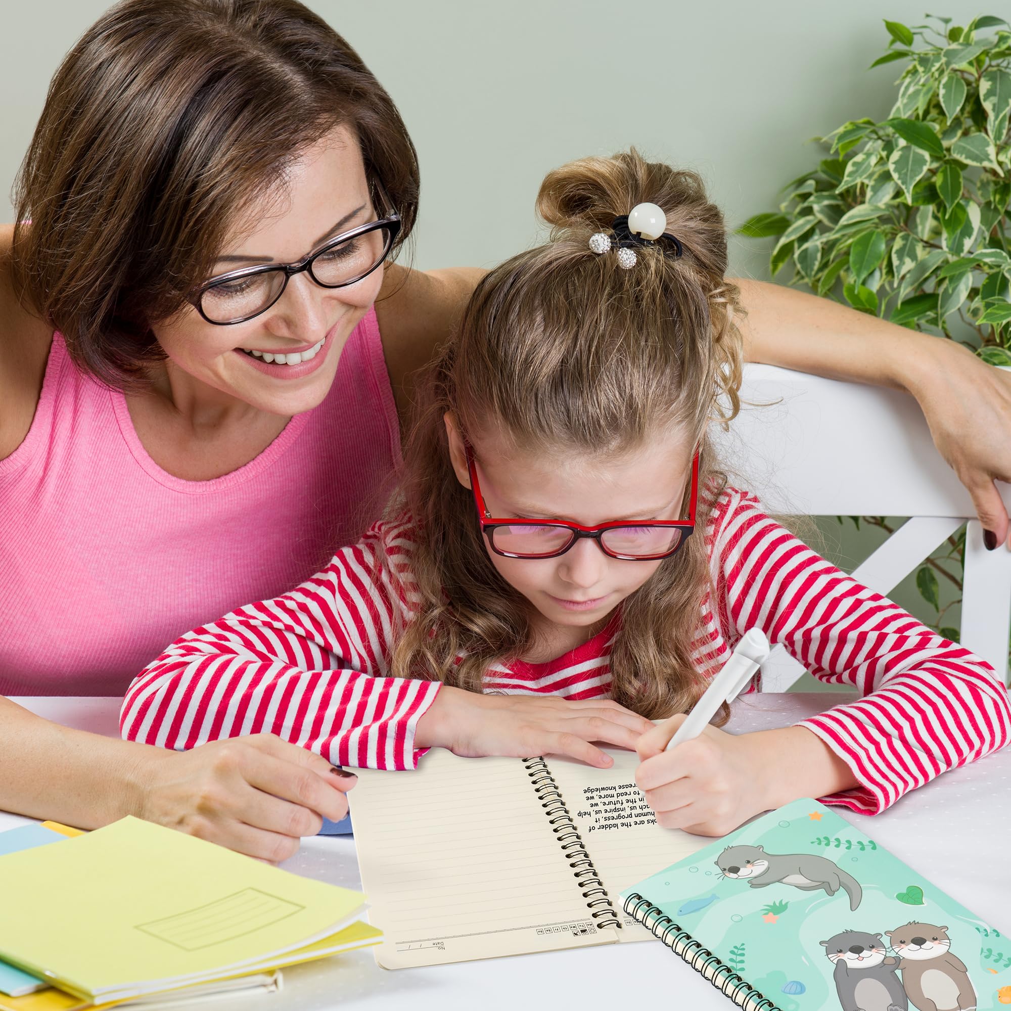 L1rabe 2 A5 Otter Spiral Notebooks Christmas Gift Cute Funny Otter College Ruled Hardcover Notepads Exercise Books Travel Journal Diary for Students Teachers Kids Teens Winter Birthday New Year Gifts