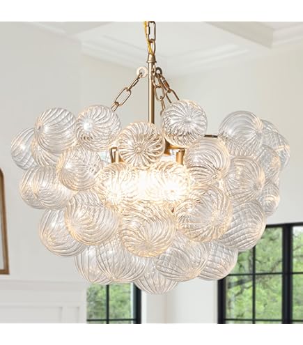 LINDUGUYI Chandelier, Gold Bubble Chandelier, 24 Inch Bubble