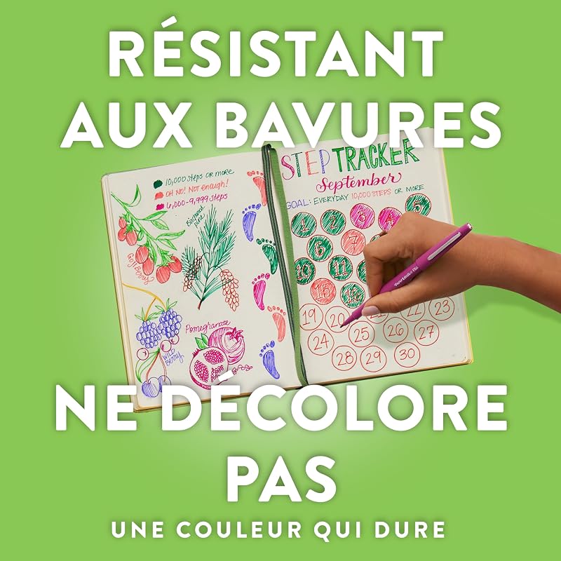 Flair Stylos feutres | Feutres de coloriage sans fuite à pointe moyenne (0,7 mm) | Idéal pour écrire, coloriage (adultes et enfants), scrapbooking, etc. | Couleurs Tropical | Lot de 6
