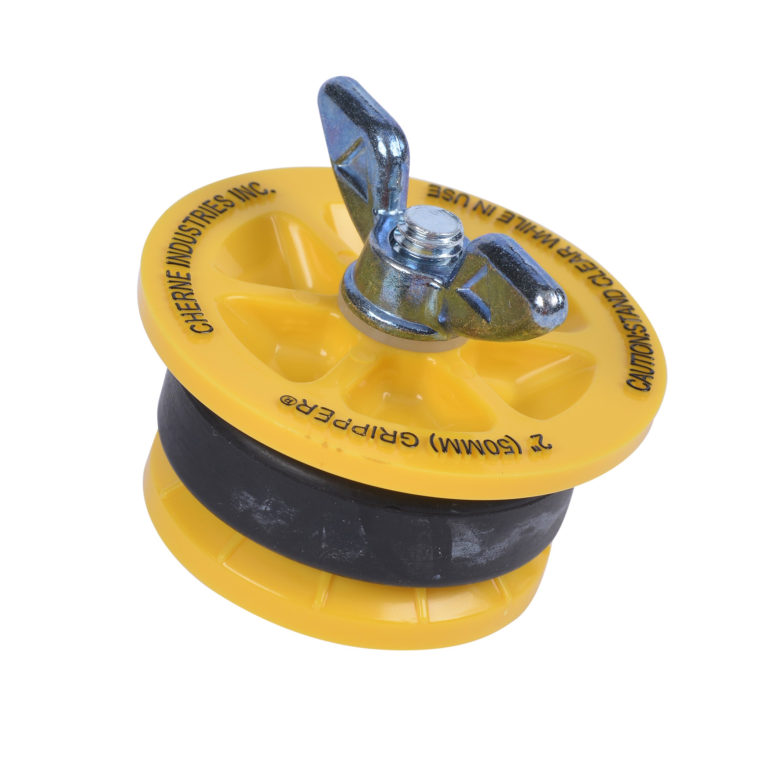Photo 1 of Cherne 270229 End-Of-Pipe Gripper Mechanical Test Plug, 2", Yellow