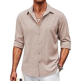 COOFANDY Men's Casual Button Down Shirt Long Sleeve Untucked Chambray Shirt Wrinkle Free Dress Shirts