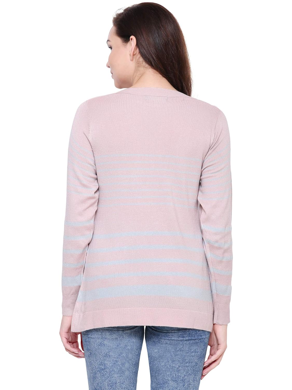 mansicollections pink with grey stripes sweater for women
