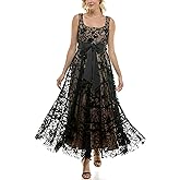 Taylor Dresses Women's Sleeveless Scoop Neck Velvet Flocked Mesh Gown with Full Skirt and Satin Sash