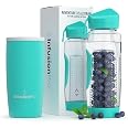 Infusion Pro 32 oz Fruit Infuser Water Bottle with Straw
