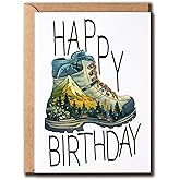 SMHGifts Hiking Birthday Card - Happy Birthday Card - Hiking Boot Card - Card For Outdoor Lover - Card For Family Friend - Hiking shoes Card - Greeting Card