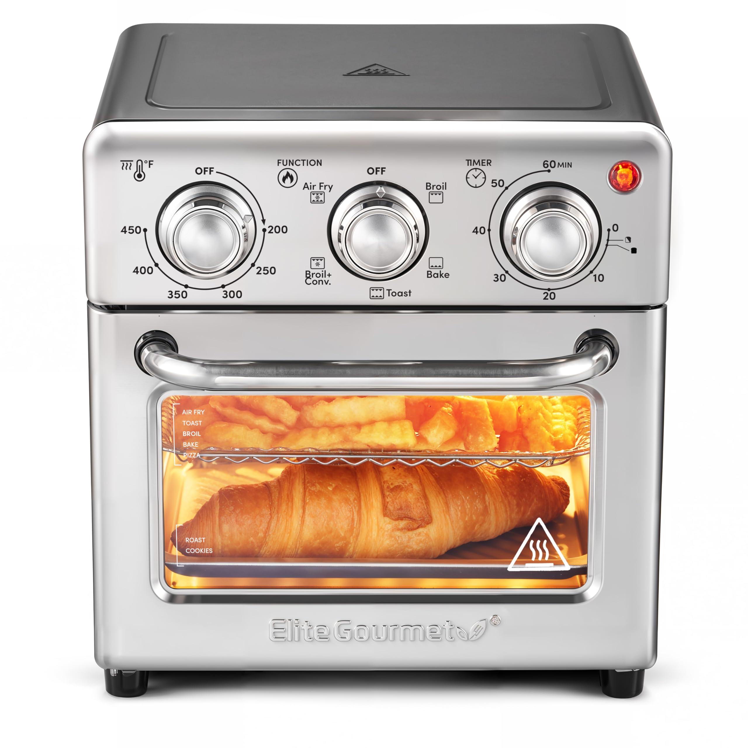 Photo 1 of Elite Gourmet EAF0852SS 8.5Qt. Capacity Air Fryer Oven, Air Fry, Broil, Toast, Bake & Broil with Convection, Time and Temperature Controls, 800-Watts, Includes 25 Delicious Recipes, Stainless Steel