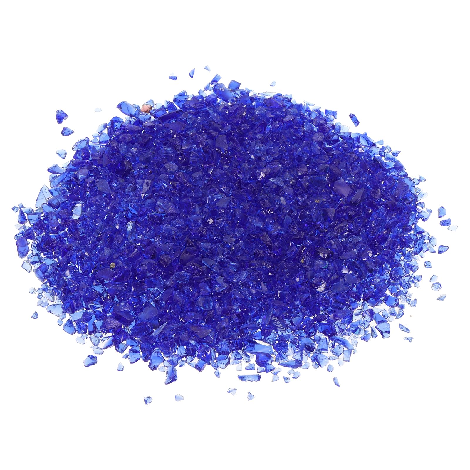 PATIKIL Decorative Glass Gravel 450g/1lb 3-6mm, Irregular Glitters Stone Beads Chips Broken Crushed Fire Glass for Craft Vase Filler Fish Tank Aquarium, Dark Blue
