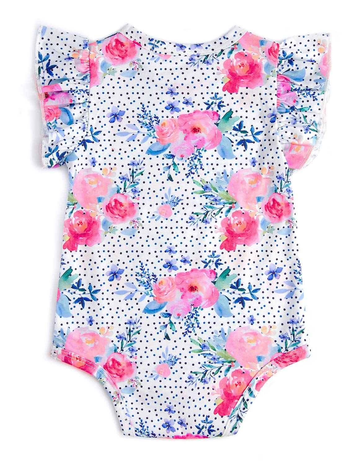 Leapparel Baby Girl Short Sleeve Romper Snap Button Onesies Small Orchid Printing Jumpsuit Daily Short-Sleeve Playsuit Soft Set 6-12 Months