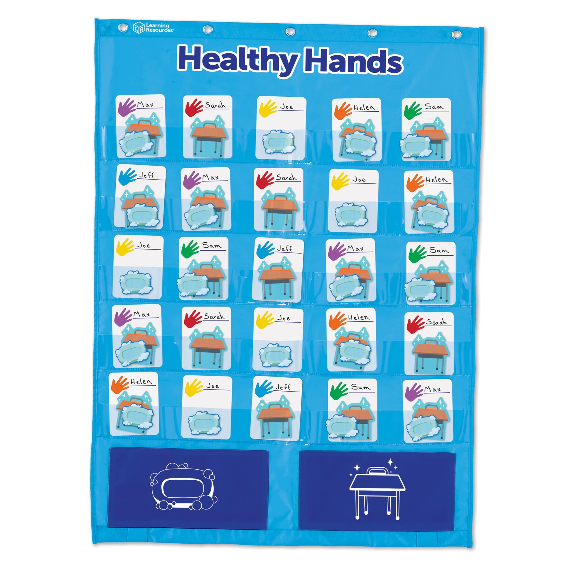Learning Resources Healthy Hands Pocket Chart, Teach Healthy Classroom Hygiene Habits