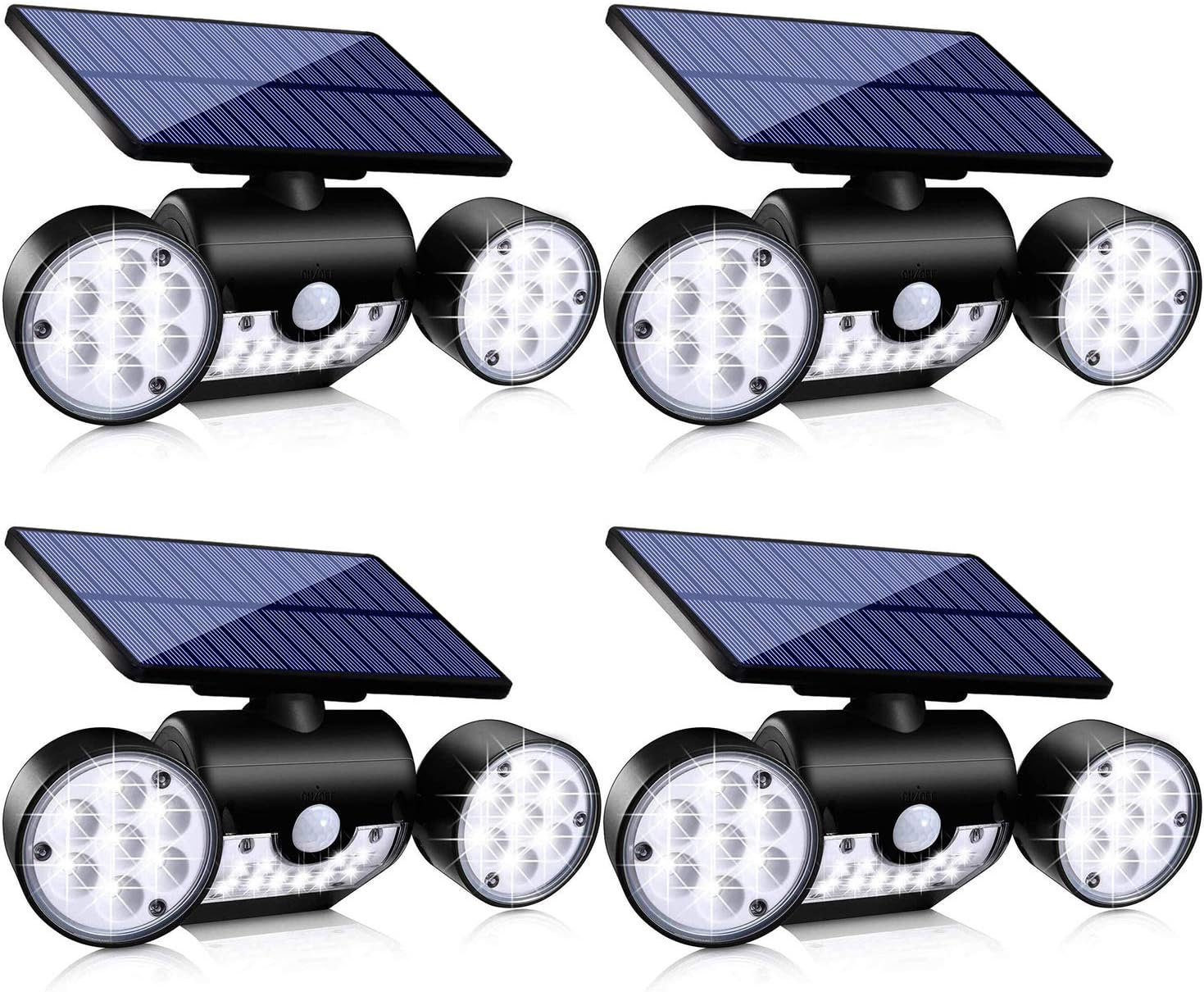 Ollivage Solar Lights Outdoor, Motion Sensor Security Lights Solar Wall Lights with Dual Head Spotlights 30 LED Waterproof 360° Adjustable Solar Motion Lights Outdoor for Garden Garage Patio, 1 Pack - - 