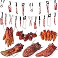 Halloween Blood Weapon Garland Banner Props Fake Scary Severed Hand Broken Body Parts for Haunted House Halloween Vampire Zom