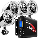GoHawk Motorcycle Speakers Bluetooth 4 Inch Waterproof Radio Audio System | 1000W Amplifier, Remote Control, AUX USB SD FM Radio, Fits 7/8"&ndash;1-1/4" bar for ATVs/Motorcycles, 12 Volt Vehicles