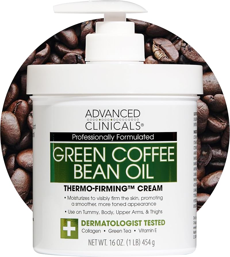 Advanced Clinicals Green Coffee Bean Oil Thermo-firming Cream 16 oz Spa Size
