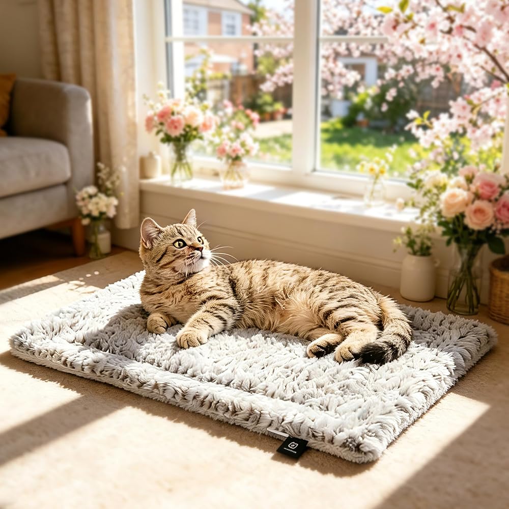 MORA PETS Self Heating Cat Bed 56x43 cm Reversible Washable Pad Indoor Outdoor