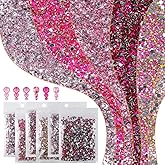 qiipii 6 Bags Colorful Rose & Pink Series Resin Rhinestones for Bedazzling Crafting 3mm 4mm 5mm Mix Flatback Stones Gems Diamonds Crystals for Nails Face Eyes Makeup Crafts Tumblers Bottles Clothes