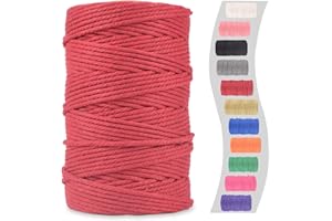 XIANGZI Macrame Cord 3mm x 109Yards (328Feet),100% Natural Cotton Macrame Rope-4 Strand Twisted Cotton Cord for Macrame Supplies DIY Crafts Knitting Plant Hangers Gift Wrapping