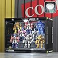 Naconmlet Acrylic Display Case for Miniature Figures and Funko Pop-Stackable Lighted Showcase with 3-Tier Detachable Shelves,Magnetic Door Closure,Dustproof Perfect for Collectibles 11.8"x6.7"x9"inch