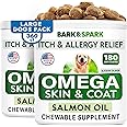 BARK&SPARK Omega 3 for Dogs - 360 Fish Oil Treats for Dog Shedding, Skin Allergy, Itch Relief, Hot Spots Treatment - Joint Health - Skin and Coat Supplement - EPA & DHA Fatty Acids - Alaskan Salmon