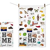 Home Sweet Home Arizona Kitchen Towel - Housewarming and Homecoming Gifts - Arizona State Favorite Symbol Dish Towels Gifts for Women Friends for Birthdays Mother's Day and Holidays