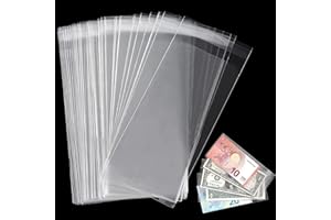 Uncle Paul Clear Paper Money Holder 18.5x9CM/7.2x3.5IN - Currency Sleeves Money Sleeve PP Material for Banknote/Bill/Trading Card/Stamp 100 Pieces PN01L100