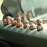 Rislobx 6PCS Otter Car Dashboard Decor, Sea Otter Car Dashboard Decorations, Cute Car Ornament Rearview Mirror Accessories, Otter figurine for Auto Home Office Desk (Brown)