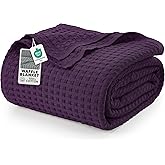 Utopia Bedding Plum 100% Cotton Waffle Blanket 300 GSM [King - 90x108 Inch] Soft Lightweight Breathable Bed Blanket for All Season
