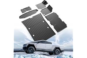 Runine Car Floor Mats for Tesla Cybertruck 2023 2024 2025, Custom TPE All Weather Protection Truck Mats,Front & 2nd Row Accessories Cargo Liner Front Rear Trunk Mat Full Set Car Mats 6 PCS,Black