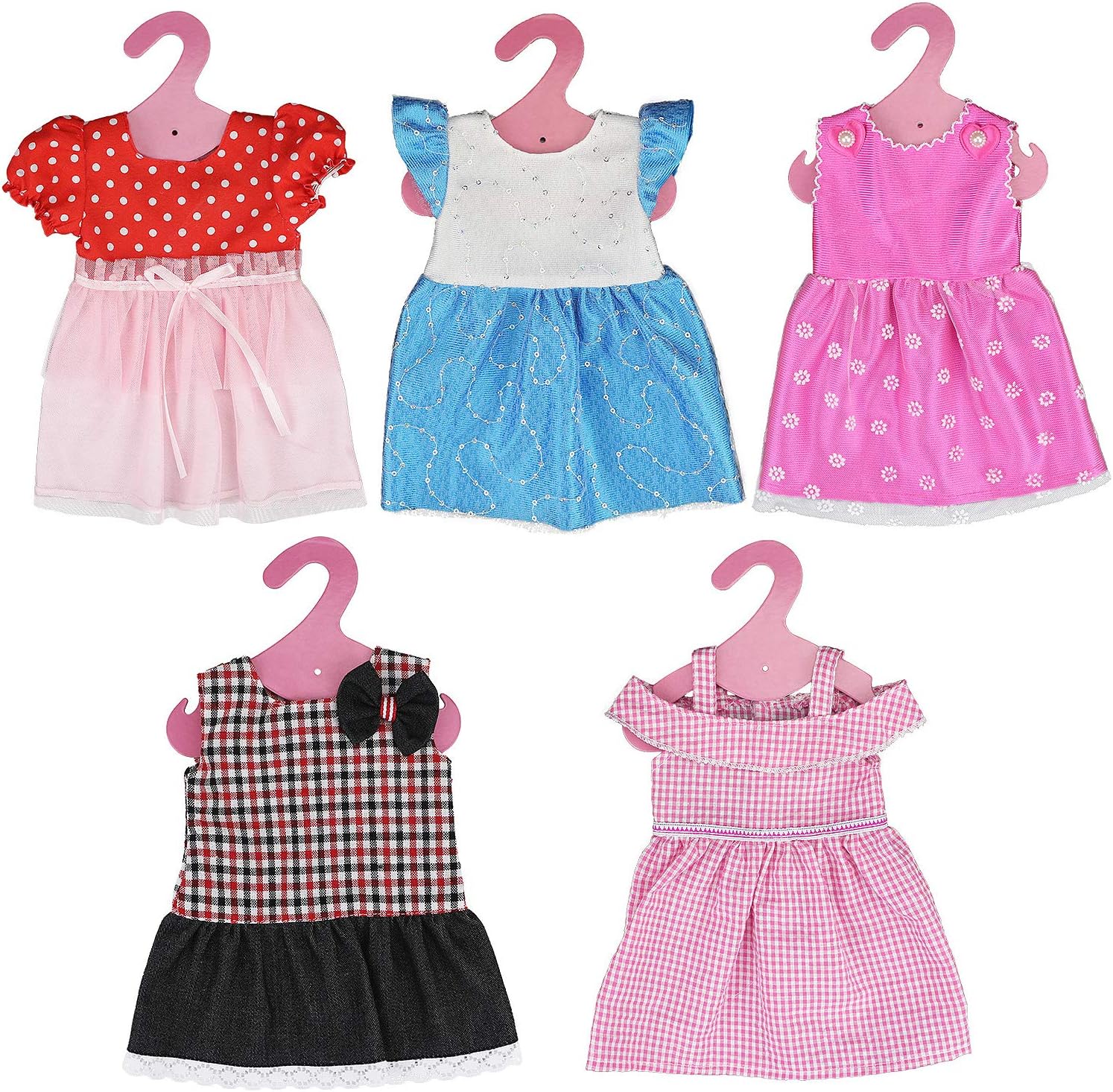 5 Sets Doll Clothes Outfits Dresses Clothing Doll Skirts for 14 to 16 Inch New Born Baby Dolls, Bitty Baby Dolls and 18 Inch American Girl Doll