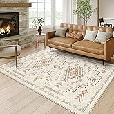 STARUIA Moroccan Washable Area Rug 5x7, Beige Western and Aztec Tribal Boys Neutral Rug for Living Room, Soft Non-Slip Stain Resistant Large Carpet for Bedroom Dining Room