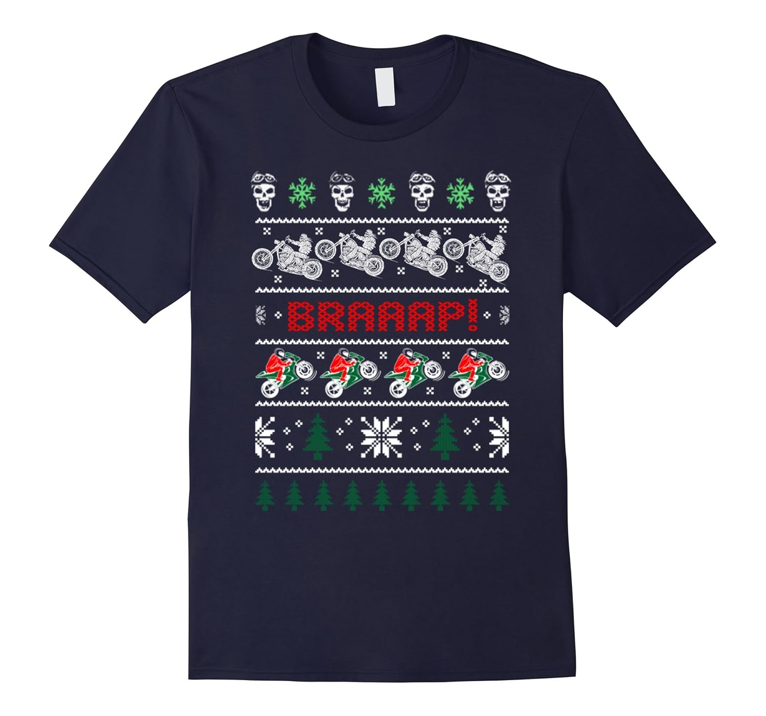 Biker Motocross Ugly Christmas T-Shirt-ANZ