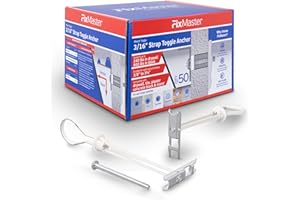 FIXMASTER 3/16" Heavy Duty Master Toggle-Bolt Strap Anchors (50 Pack) w/ 50 Steel Threaded Studs - 3/16-24 UNC Fastener Size - Great for TV mounting, 240 lb Holding Strength