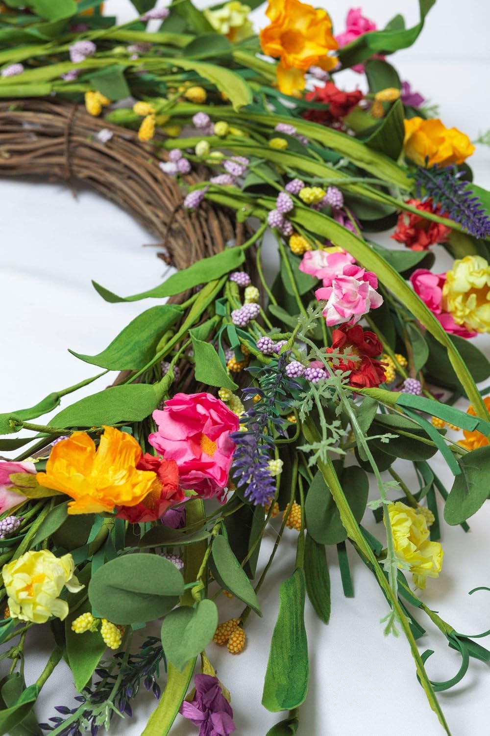 Neolartes Daisy And Lavander Flower Spring And Summer Front Door Wreath 24 Inch For Home Decor Home Kitchen Artificial Plants Flowers