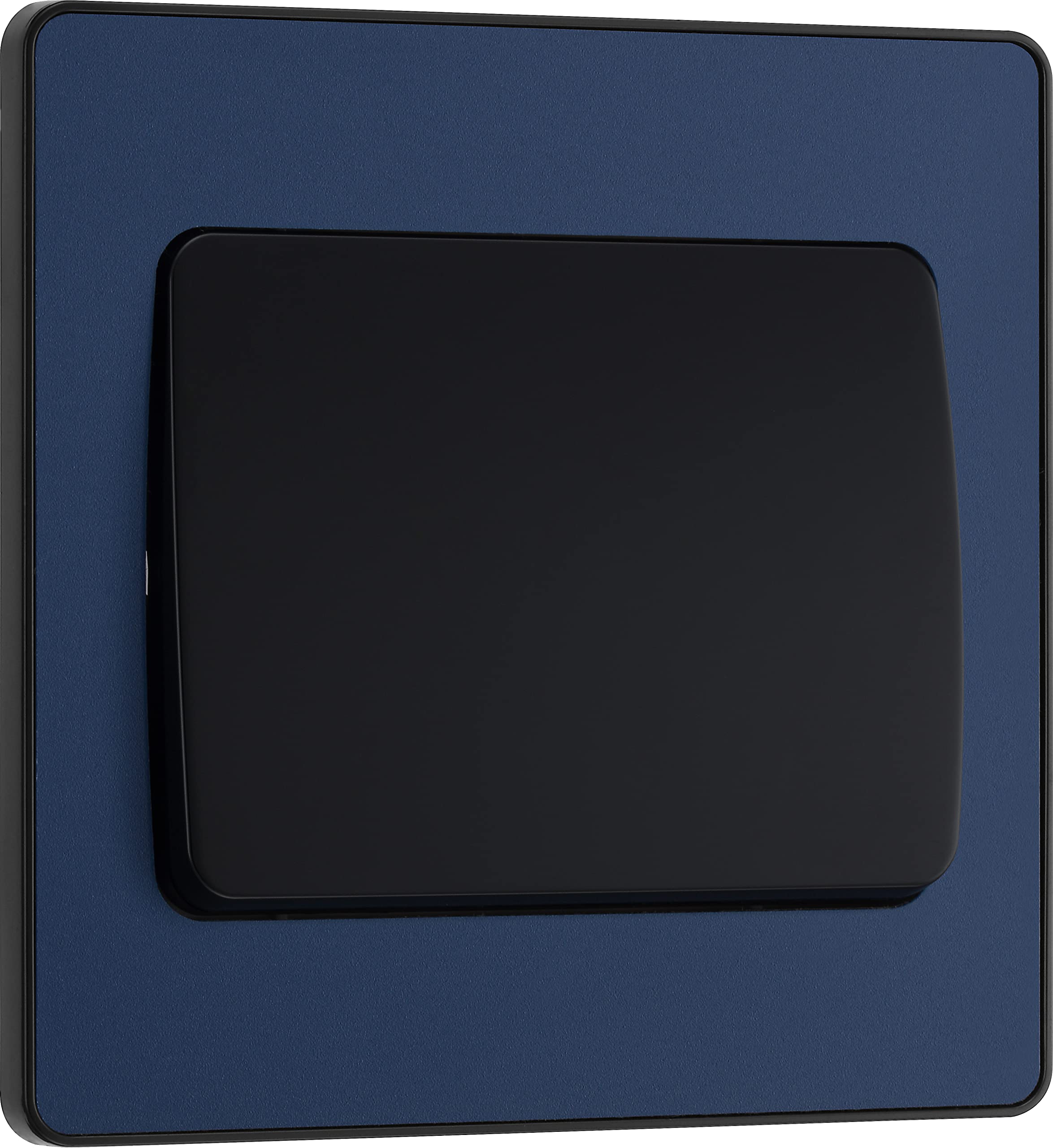 BG Electrical Single Wall Light Switch, Wide Rocker, 2 Way, Screwless Front Plate, Round Edges, Evolve, Matt Blue, 20A, 16AX, PCDDB12WB — image 1