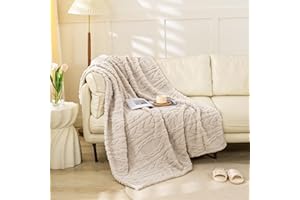 YUSOKI Sherpa Throw Blanket(Without Pillows)-3D Stylish Design Super Soft Cozy Blanket Thick Plush Fluffy Blankets for Teen Girls Women Couch Bed Sofa Chair Men Boys Gift(Linen,50"x65")
