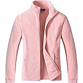 GIMECEN Women's Lightweight Full Zip Soft Polar Fleece Jacket Outdoor Recreation Coat With Zipper Pockets