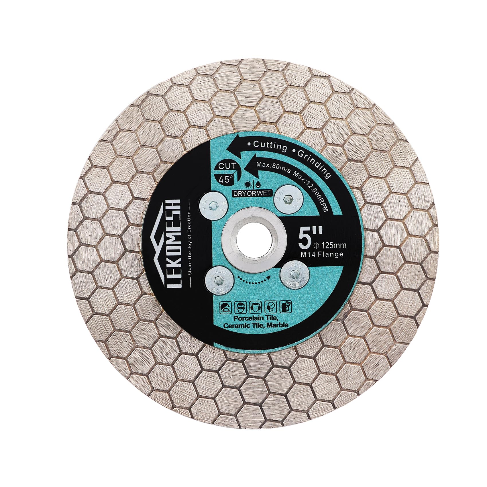 LEKOMESH 125MM Diamond Cutting Disc - Tile Cutting Disc Cutting Wheel Double-sided Diamond Discs for Cutting Grinding Porcelain Ceramic Tile Marble Granite,M14 Thread