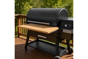 Iron Forge Tools 34x12 Wood Folding Grill Shelf Accessory - Compatible with Traeger Grill Ironwood, Ironwood XL, Timberline, & Timberline XL Models with PAL Pop and Lock Accessories Mount