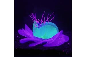 Bluecoco Soft Silica Gel Moves Naturally with Water Flow, Aquarium Decorations Glow in The Dark, Glowing Coral Ornaments for Fish Tank Decorations (Violet, Lotus)