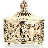 Hipiwe hollow out Metal Jewelry Box with Lid - Gold Mirrored Jewelry Trinket Organizer Ring Earrings Necklace Home Decor Storage Box, Chest Keepsake Gift Box for Women