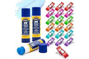 505 Temporary Fabric Glue Sticks (3-Pack) with 20 Pixiss Fabric Clips – Perfect for Sewing, Quilting, Appliqué, and Crafting Projects – Repositionable Adhesive for Fabrics, Fast Drying