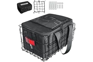 RAYMACE Bike Basket Rear with Cooler Bag and Cargo Net,Waterproof Cover,Folding Bicycle Basket, Quick Release Design Ebike Ba