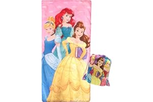 Jay Franco Disney Princess Trip Slumber Sack - Cozy & Warm Kids Lightweight Slumber Bag/Sleeping Bag - Featuring Ariel, Belle, and Cinderella