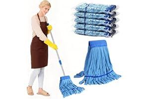 5-Pack Microfiber Mop Head Replacement, Commercial Cleaning Tool, Heavy Duty Industrial Wet Mop Head Refill, Replacement Head