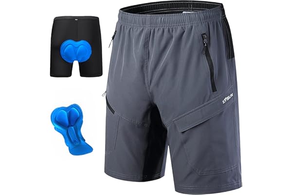 KPSUN Men's Mountain Bike Shorts 3D Padded Baggy Bicycle Riding Cycling Shorts Quick Dry Lightweight Biking Shorts