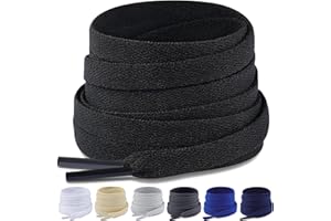 Puzeam Upgrade Tight Weave Flat Shoelaces 28 Colors 5/16" Wide Shoe Laces for Sneakers - 2Pairs
